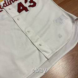 Maillot de baseball Dave Veres des St. Louis Cardinals de Rawlings, taille 50, blanc et rouge, utilisé en match.
