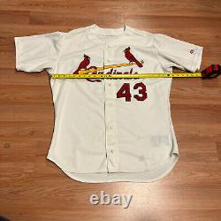 Maillot de baseball Dave Veres des St. Louis Cardinals de Rawlings, taille 50, blanc et rouge, utilisé en match.