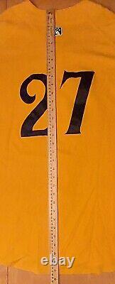 Maillot usé du jeu des Bradenton Marauders #27 Jaune avec Noir de la Ligue mineure de baseball.