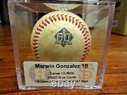 Marwin Gonzalez Astros Jeu Utilisé Single Baseball 8/06/2018 Hit #609 V Giants Logo