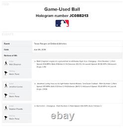 Matt Chapman 80th Career Hit Game-used Oakland A's 50th Logo Mlb Baseball 4/5/18