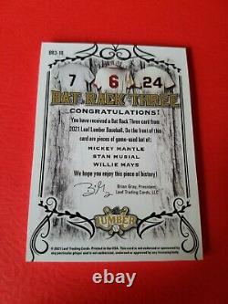 Mickey Mantle Stan Musial Willie Mays 3 Jeux Utilisés Card Bat #10/12 Lumbre De La Feuille
