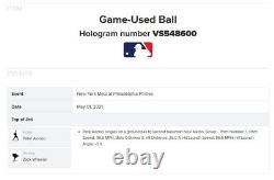 Pete Alonso Battement en carrière numéro 224 Balle de baseball utilisée lors du match MLB Mets du 1er mai 2021 All-Star.