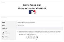 Pete Kozma A's Game Used Single Baseball 10/3/2021 Hit #159 Final Career Hit
