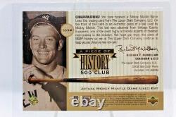 Rare 1999 Ud A Piece Of History 500 Club Mickey Mantle Jeu Utilisé Bat /350