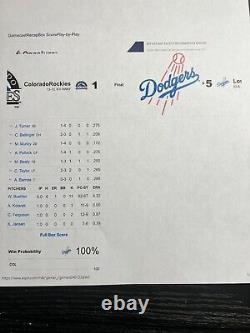 Rare Walker Buehler Dodgers Jeu Utilisé Gu 2020 Baseball Seulement Reg Saison Gagnez 11 Ks