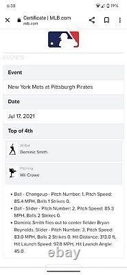 Rawlings 2021 Pittsburgh Pirates Vs Mets 50th Anniversary World Series Jeu Utilisé