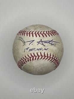 Rockies TYLER ANDERSON a signé une balle de baseball MLB authentique utilisée en jeu avec inscription