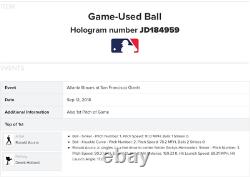 Ronald Acuna Carrière Hit #107 Giants Monogame Utilisé Logo Baseball Rookie 2018