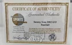 Sammy Sosa 2002 Balle de Baseball Utilisée en Match