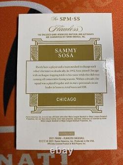 Sammy Sosa Game Worn/used Patch Auto #4/7 Chicago Cubs On Card Auto