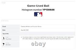 Tony Kemp A's Game Utilisé Single Baseball 8/14/2022 Hit #344 V Astros 60 Year Logo