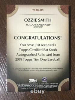 Topps 2019 Tier One Ozzie Smith Bat Knob Auto 1/1 Jeu Utilisé Oz Cardinals
