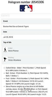 Xander Bogaerts & Steve Pearce Boston Red Sox 20/07/2018 Jeu Utilisé Baseball Mlb