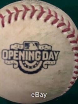 Yadier Molina St. Louis Cardinals 03/04/2016 Hit Baseball Jeu Utilisé, Jour D'ouverture